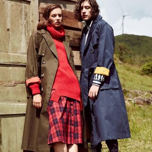 Early Spring 2021 New European Army Green Windbreaker Womens Middle Long Double Breasted Design British Classic Long Coat