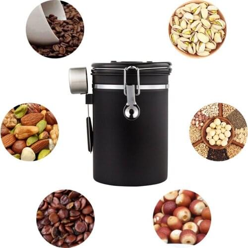 304 Stainless Steel Sealed Tank with Spoon Storage Tank Moisture-proof for Coffee Bean Milk Powder Tea Pot Preservation Tank