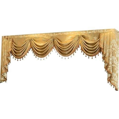 Luxury European-style Valance Simple Curtains for Living Room Bedroom Upmarket Chenille Spun Gold Embroidery Windows Decoration