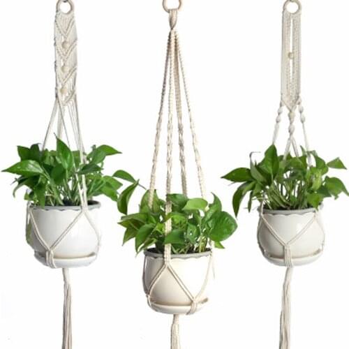 DIY Garden Rope Greening Flowerpot Net Bag Hanging Basket Hand-woven Wall Hanging Woven Cotton Rope Net Bag
