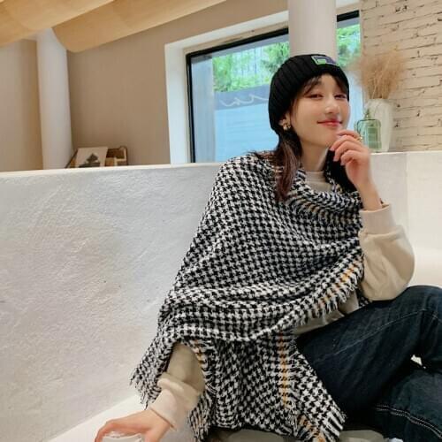 New comfortable thick soft plaid big vintage elegant scarf warm temperamental fresh simple high quality knit classical shawl
