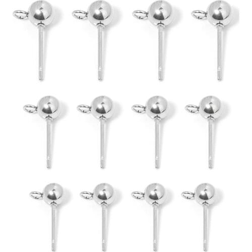 30 PCS 3 4 5 6mm Stainless Steel Ball Beads Head Fashion Women Jewellery Findings For Stud Earrings Pins Needles Accessories
