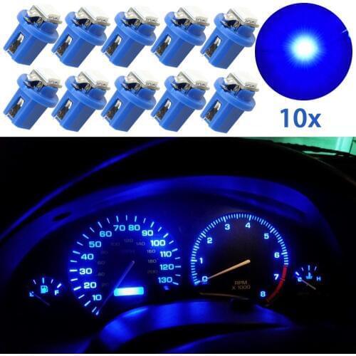10pcs T5 B8.5D 5050 1SMD Auto Accessories Dashboard Dash Cluster Speedmeter Instrument Panel LED Light Blue 12V Car Light source