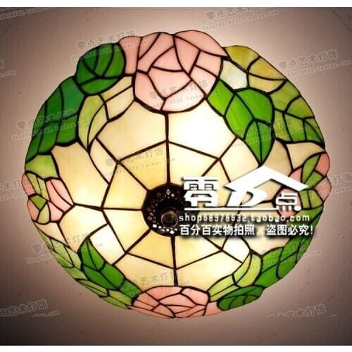 Tiffany style Continental rose garden Ceiling lamp