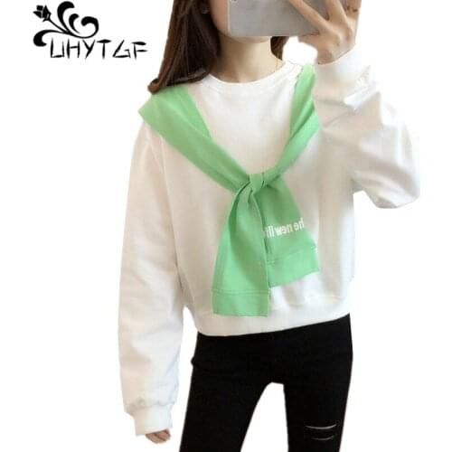 UHYTGF Oversized Hoodie Elegant Womens Spring Autumn Sweatshirt Long Sleeves Casual Student Thin Tops Sudaderas Con Capucha 1519