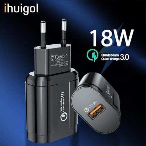 Ihuigol Portable USB Charger UK/US 18W Quick Charge QC3.0 Fast Charging For iPhone 11 X Samsung Xiaomi iPad Wall Charger Adapter