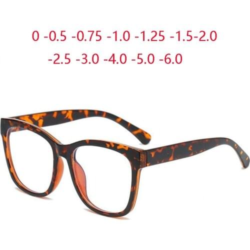 Big Frame Square Prescription Spectacles Frame Women Men Anti Blue Light Student Short-sight Eyewear Diopter 0 -.5 -0.75 To -6.0