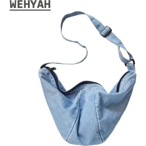 Wahyah Cute Shoulder Bags for Women Denim 2021 Luxury Purses and Handbags Designer Bag Hobos Street Fashion Canvas Bag ZY023