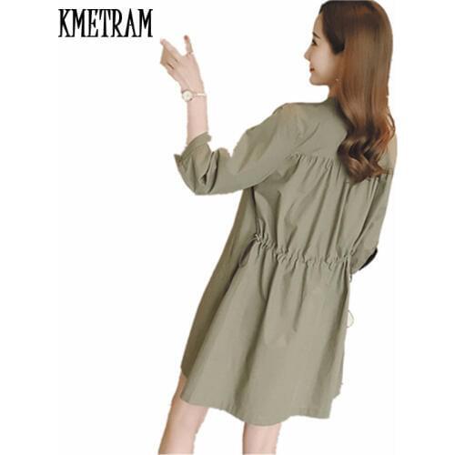 KMETRAM Fashion 2020 Spring Autumn Single Breasted Trench Coat For Women Khaki Slim Elegant Plus Size BF Style Windbreaker HH944
