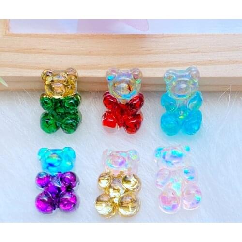 20pcs New Cute resin MiniGlittering Bear Flat Back Cabochon Scrapbook Kawaii DIY Embellishments Accessories Q22