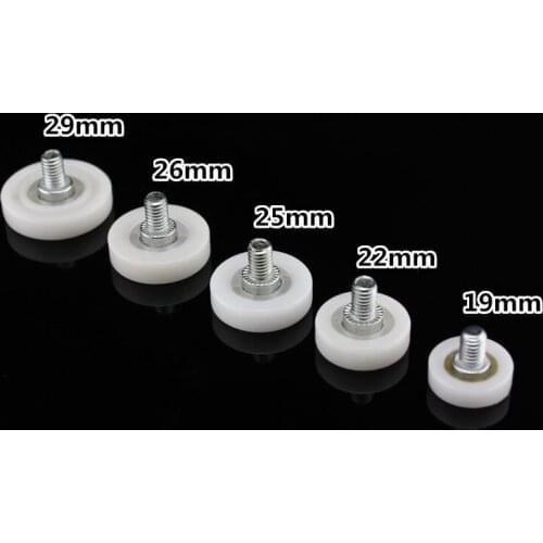 20PCS/LOT Diameter 19/22/25/26/29MM M6 Drawer Bearing Pulley Wheels Steel File Cabinet Door Wheel Furniture Moving Nylon Wheel