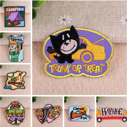 2019 New Cartoon Patch Camp Patch Biker Iron On Jeans Badges Cheap scarecrow Embroidered Patches children Clothes Stickers