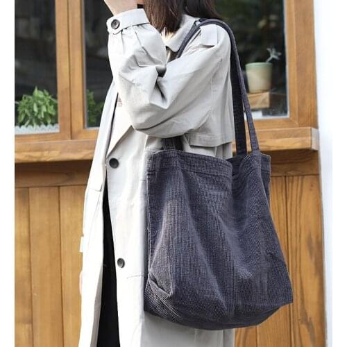 2020 Bag Fashion Large Capacity Shopping Bag Leisure Art Canvas Handbag Simple Retro Corduroy One Shoulder Womens Bag