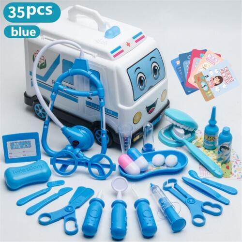 35/45 Pcs Girls Role Play Doctor Game Simulation Dentist Treating Teeth Ambulance box
