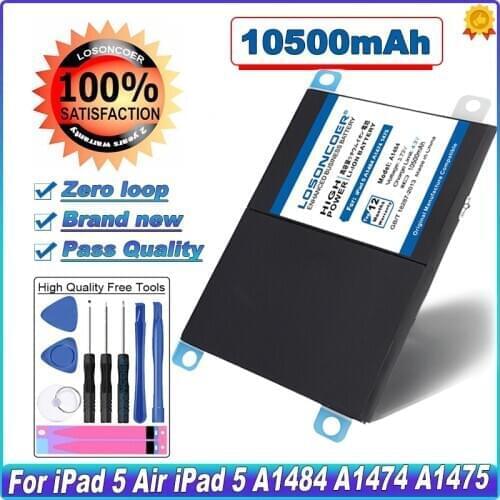 10500mAh A1484 Tablet Battery For iPad 5 Air Air 1 iPad5 A1474 A1475 A1484 A1476 A1822 A1823 A1893 A1954 Replacement Battery