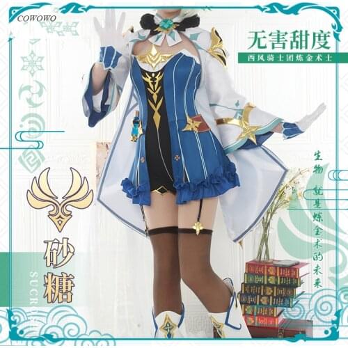 Anime! Genshin Impact Sucrose Game Suit Lovely Jumpsuits Uniform Cosplay Costume Halloween Carnival Party Outfit Women 2021 NEW