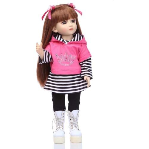 BJD doll brown long hair wig fashion clothing set children gift dolls 18" 45cm girl reborn babies bebe realistic reborn bonecas