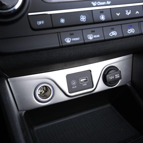 For Hyundai Tucson 2015 2016 2017 2018 Car Interior Cigarette Lighter USB Port Cover Trim Sticker Decoration Molding Accessories