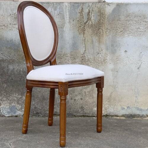 European-style solid wood dining chair retro old chair pastoral simple back chair American retro chair armchair makeup chair