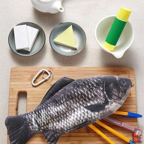Simulation Creative 3D Fish-shaped Pen Bag Stationery School Supplies Storage Bag Cosmetics Mobile Phone Storage Wallet