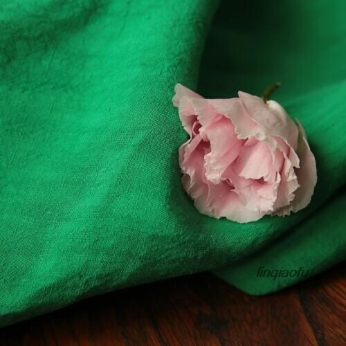 Emerald green brand linen fabric high-end linen skirt dress fabric Linen clothing Fabric