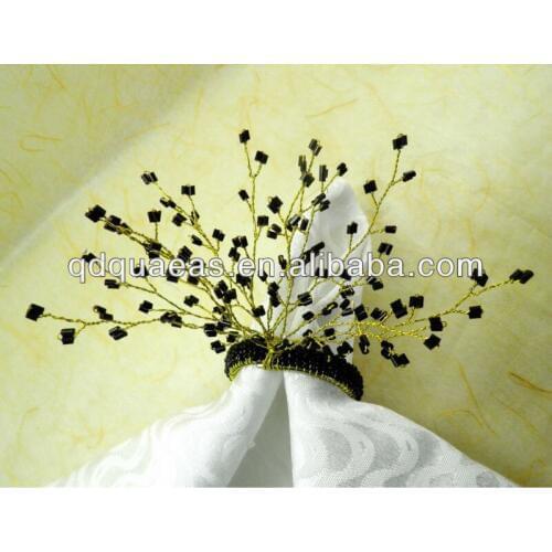 Napkin rings glass beades branch, wholesale napkin holder