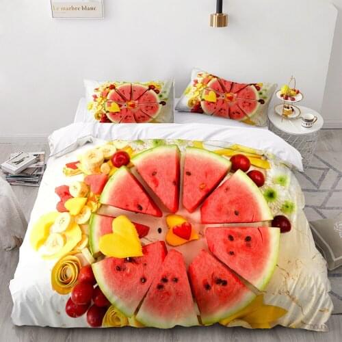 Fruit Bedding Set 3D Orange Lemon Apple Printed 2/3pcs Duvet Cover Watermelon Quilt Cover Single Queen King Size Bed Cover Set