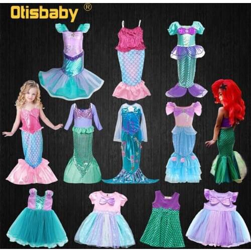 Fancy Baby Girls Princess Little Mermaid Dress Holiday Child Prom Birthday Party Gown Infant Dress Tunic Kids Halloween Costume