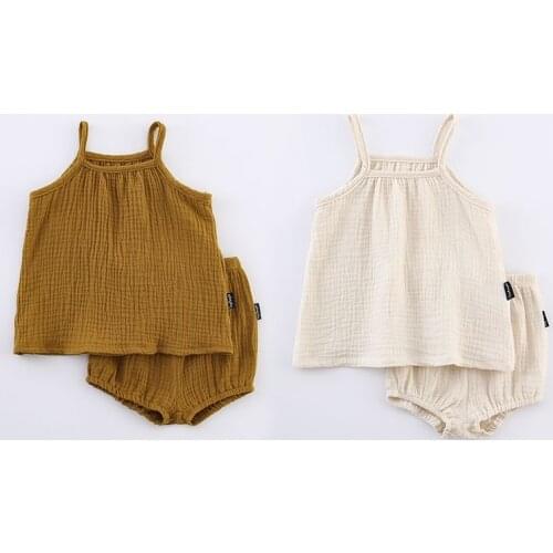 Baby Clothing Baby Girls Solid Color Clothes Halter Vest Top Shorts Kids Child Outfit 2 Piece Set Sleeveless Summer Casual