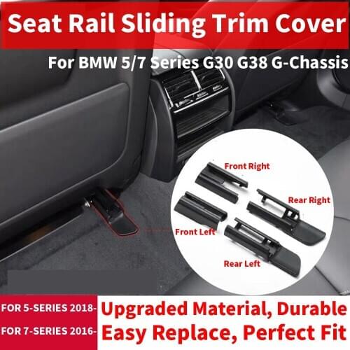 Black ABS Car Seat Rail Trim Cover Sliding Track Bonnet Front Rear / Left Right For BMW NEW 5 / 7 series G30 G38 G11 G12 2018