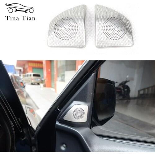 Matte Silver Interior Front Door Tweeter Decoration Frame For Mitsubishi Pajero 2016 2017 2018 2019 2020 Styling Accessories