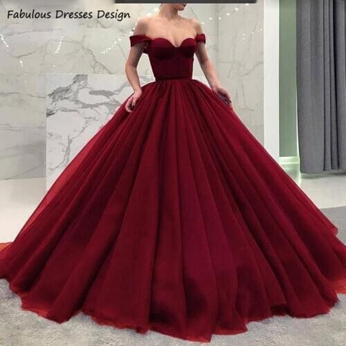 Off Shoulder Sweetheart Quinceanera Dresses Burgundy Long A-line платье 2021 Sweet 16 Dress Pageant For Women Princess
