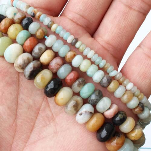 Mini. order is $7! 2x4mm 4x6mm 5x8mm 6x10mm Faceted Natural Multicolor Amazonite Stone Rondelle Abacus Jewelry Beads Strand 15"