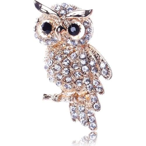 Fashion Color Owl Style Shiny Crystal Inlay Lady Jewelry Rhinestone Brooches For Weddings