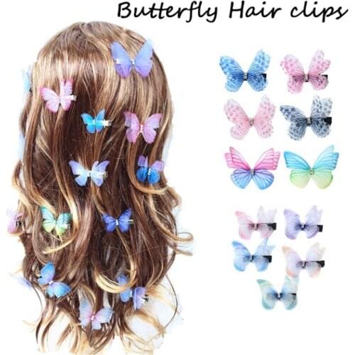 Candy Color Fashion Butterfly Hair Clips for Women Baby Girl Kids Barrette Wedding Hairpins Hair Accessories Hairclip Ornaments