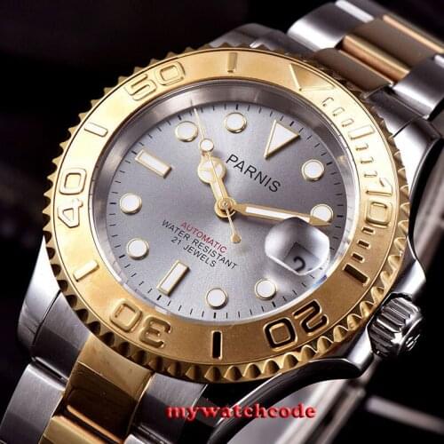 41mm Parnis gray dial Sapphire Ceramic 21 jewels miyota automatic mens watch 937