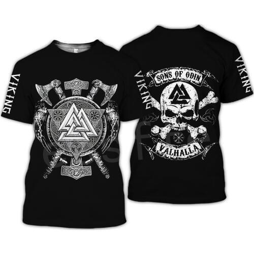 Tessffel NewFashion Vikings Symbol Tattoo Viking Warriors Harajuku Unisex 3DPrint Short Sleeve Streetwear T-shirts Men Women s-2