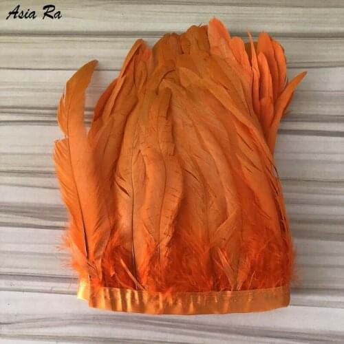 20-25cm Natural Chicken Feathers 10 Meters Rooster Plumes Orange Color Dyed Cock Feather DIY Craft Decor for Christmas Party