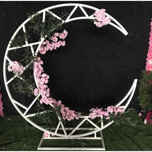 New wedding props iron moon boat decoration wedding background window decoration iron crescent shelf can be customized