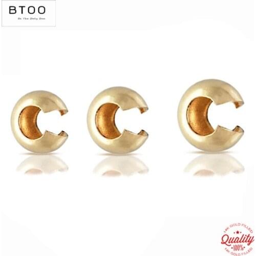 100% 14K Gold Filled End Beads Gold Crimp Cover Jewelry Making Handmde DIY Accessories Gold Jewelry Findings Seed Beads