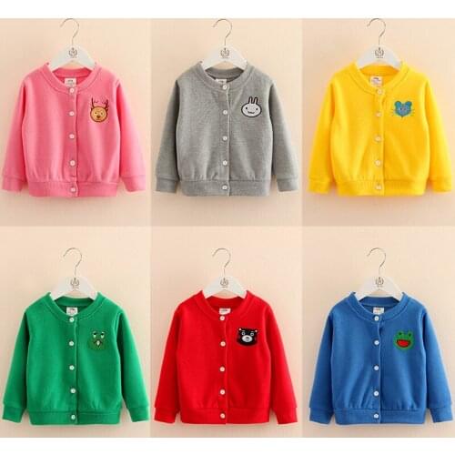 2018 Autumn Male Female ChildrenS Clothing Child Baby Boy Girl Long-Sleeve Outerwear Catoon Animal Head Embroidery Cardigan