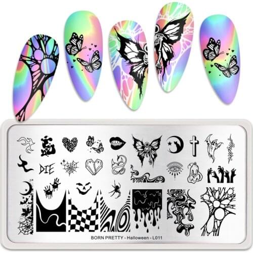 BORN PRETTY Halloween Nail Stamping Plates Stainless Steel Nail Art Stamp Printing Template Nail Image Stamping Plate Stencil