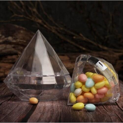 Transparent Diamond Shape Candy Box Wedding Favor Gift Boxes Party Box Clear Plastic Container Home Decor Gift