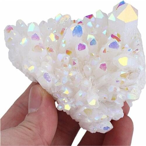 Aura Clear Quartz Cluster Natural Minerals Crystals Stone For Healing Reiki