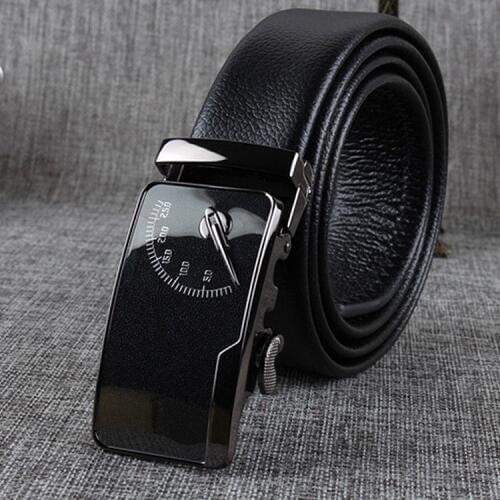 Mens head layer genuine male leather belts wide black belt double-sided automatic buckle leisure business belt pure Cowskin