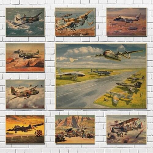 World War II Retro Fighter Kraft paper Poster Oil Painting Poster Art Painting Abstract Fancy Wall Sticker Decorative