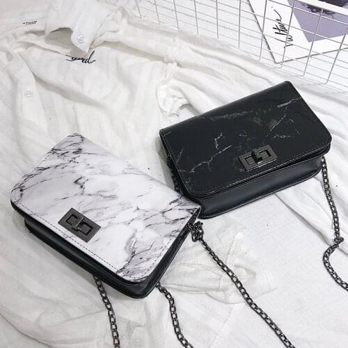 Luxury Designer Handbags Women Bags 2020 Marble Pattern Shoulder Bag Lock All-match Messenger Bag PU Fashion Small Square Bag