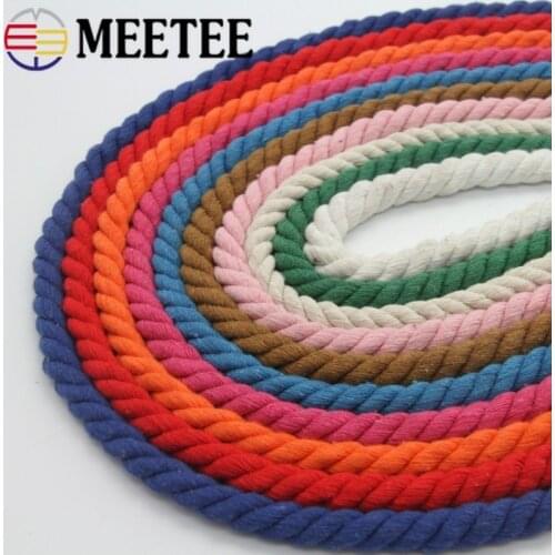 10Meters 12mm 100% Cotton 3 Shares Twisted Cotton Cords DIY Craft Decoration Cotton Rope For Bag Belt Sewing Accessories Craft