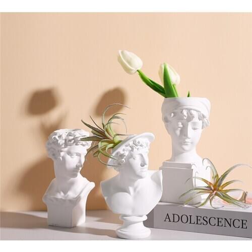 Nordic sculpture Head pot Resin flower vase home decor Statues for decoration Storage suculentas plant pots balcony decorations