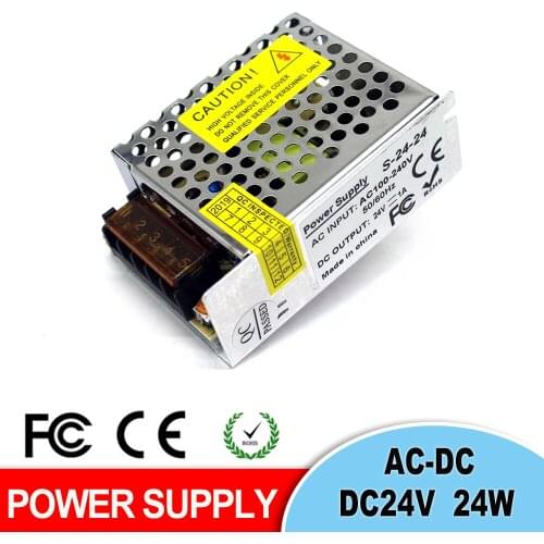 Transformer DC24V 1A 24W Power Supply for LED Strip lampTransformer 100-240V AC to DC24V UPS LED Driver With CNC CCTV
